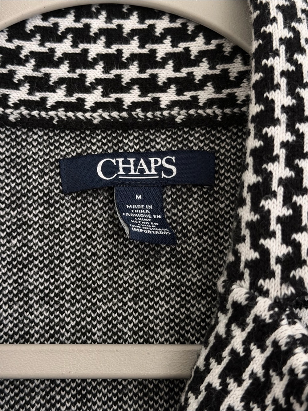 CHAPS Houndstooth 3 Button Casual Blazer Jacket Women's Size Medium Black/White - Picture 7 of 14